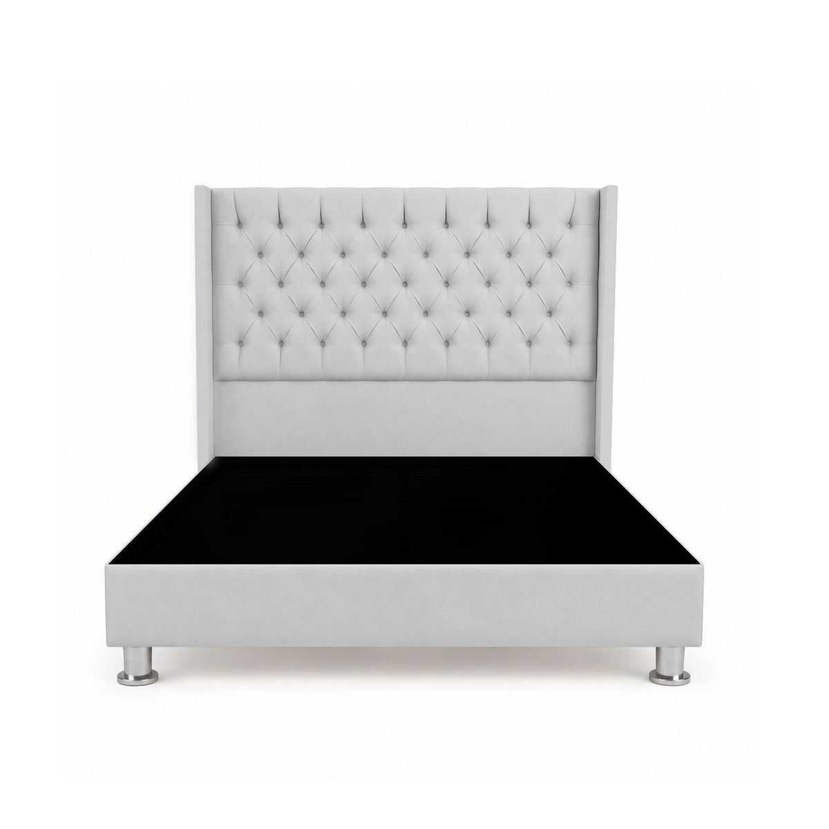 CAMA TAPIZADA CORA KING 2 TARIMAS - COLOR GRIS CLARO - 1