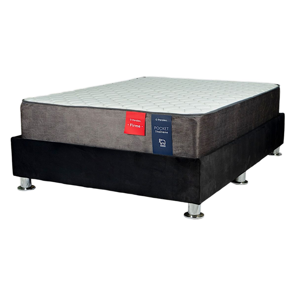 COMBO BOX TARIMA PREMIUM ENCAJONADA + COLCHÓN POCKET PARAÍSO (INC. FORRO + 2 ALMOHADA) / 2 PLAZAS - 1