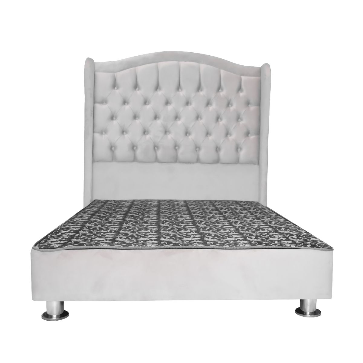 CAMA TAPIZADA PRINCESA QUEEN - COLOR GRIS CLARO - 1