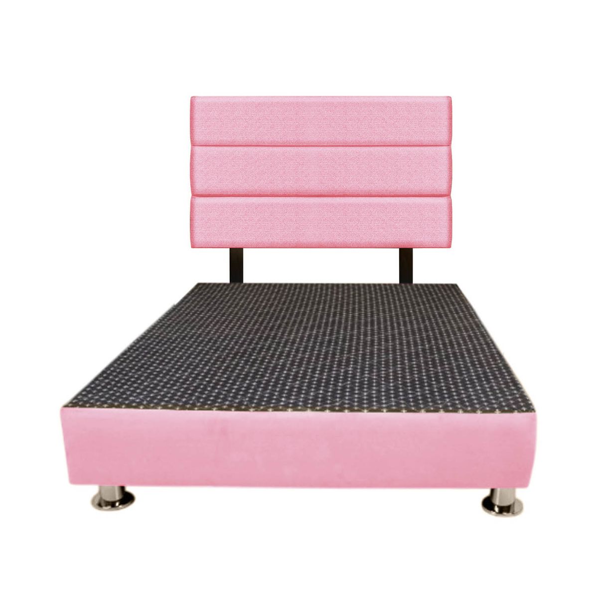 CAMA + CABECERA MOTY CON TELA ANTIFLUIDA KING COLOR ROSADO - 1