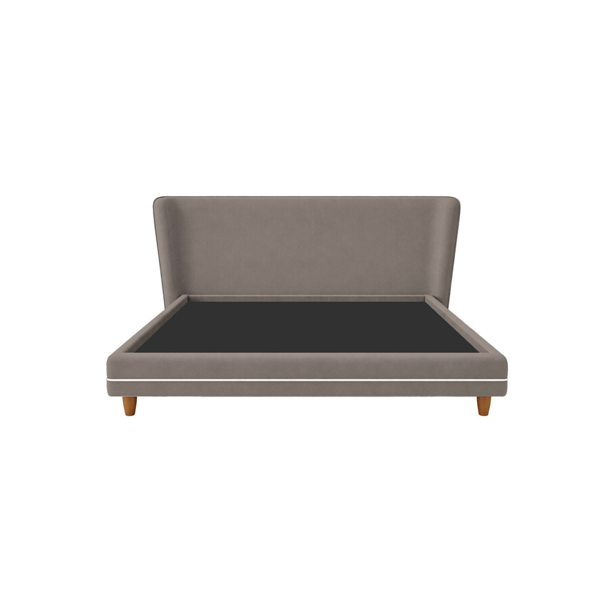 CAMA TAPIZADA EMA CON FRANJA DECORATIVA - QUEEN 2 PIEZAS - BEIGE OSCURO - 1