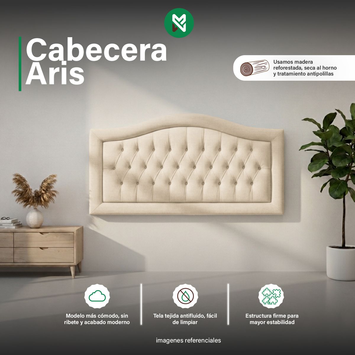 CABECERA AÉREA ARIS - 2 PLZ - BEIGE CLARO - 1