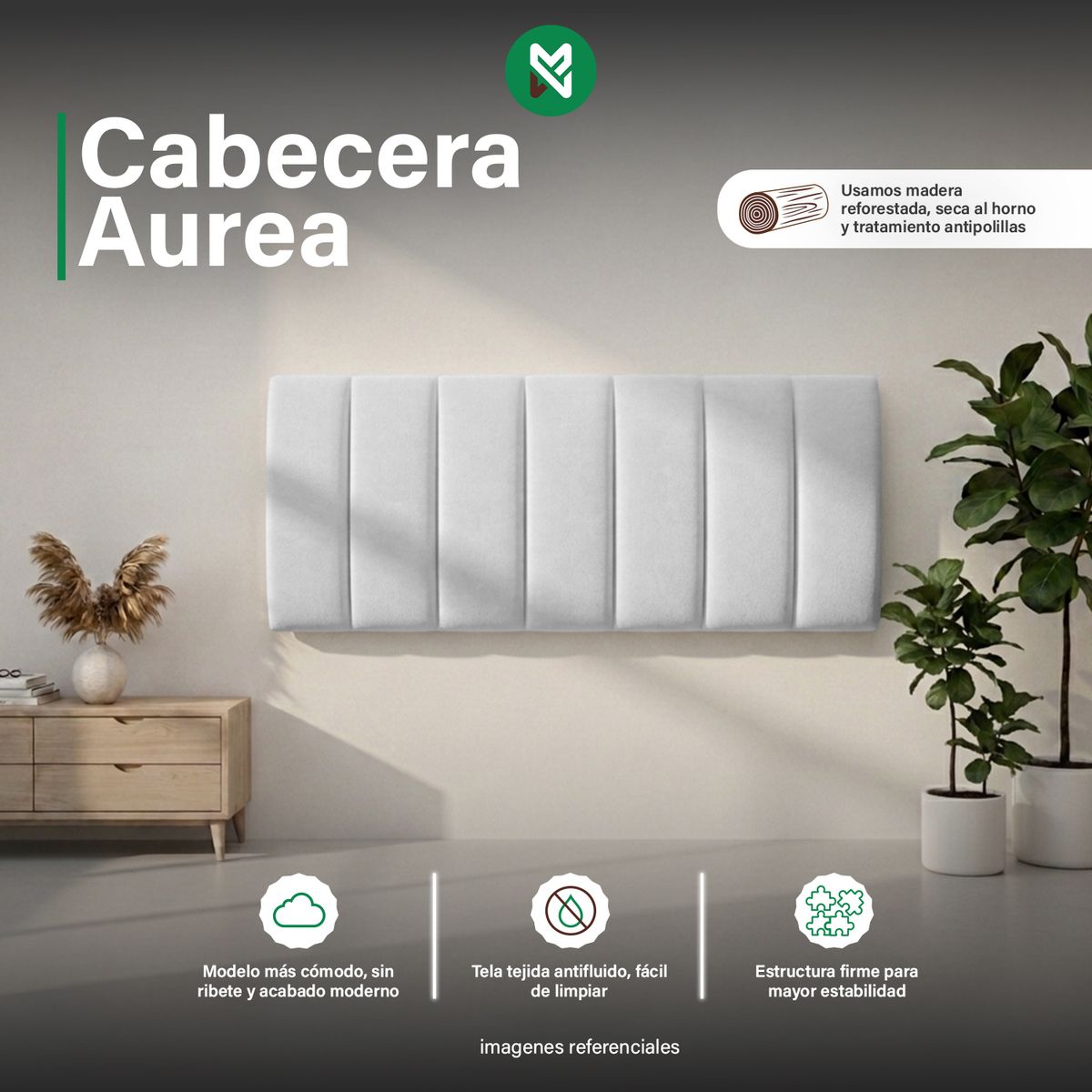 CABECERA AUREA QUEEN- COLOR GRIS CLARO - 1
