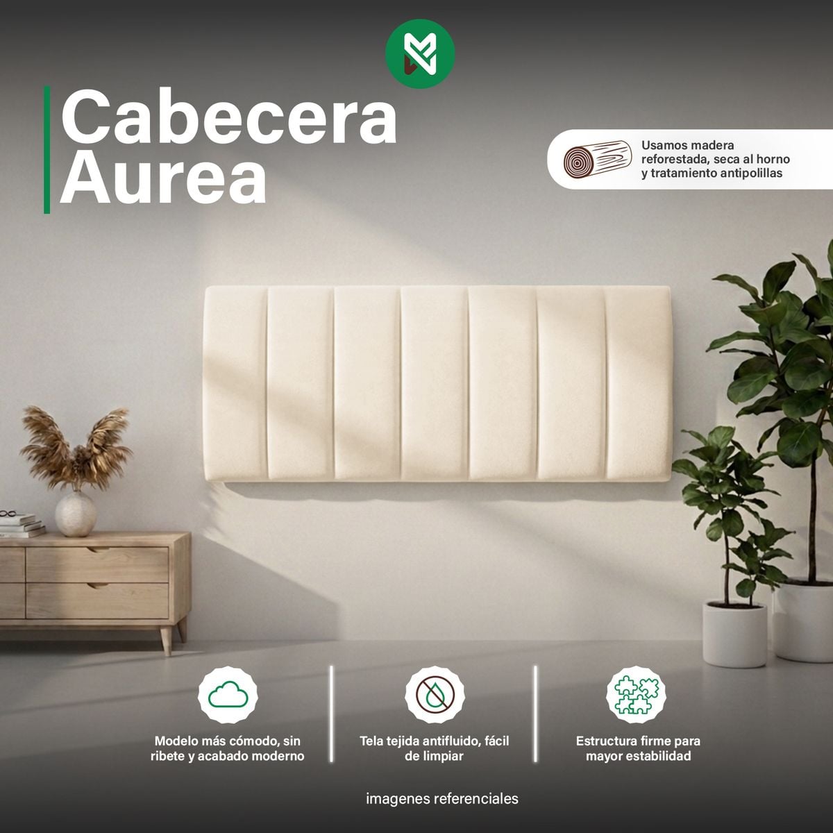 CABECERA AUREA DE 2 PLZ- COLOR BEIGE CLARO - 1