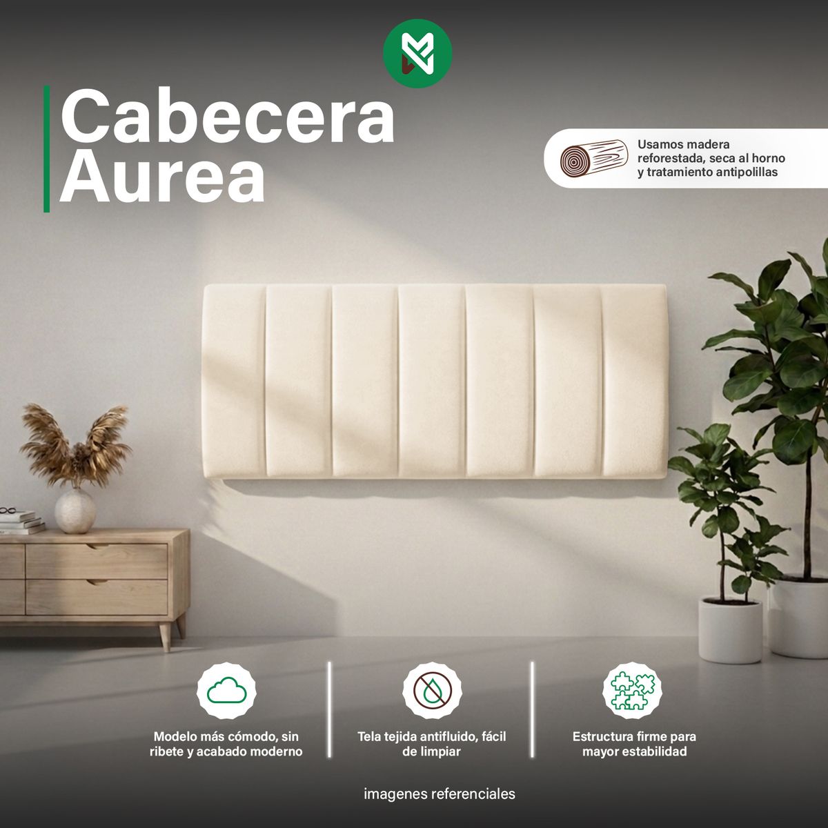 CABECERA AUREA QUEEN- COLOR BEIGE CLARO - 1