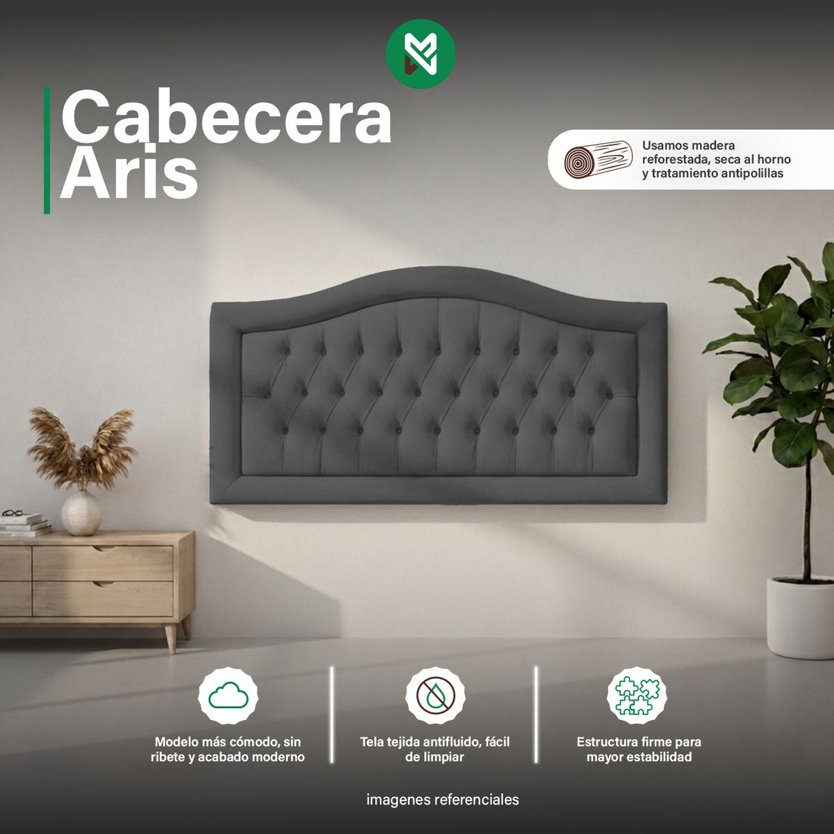 CABECERA AÉREA ARIS - 2 PLZ -GRIS OSCURO - 1