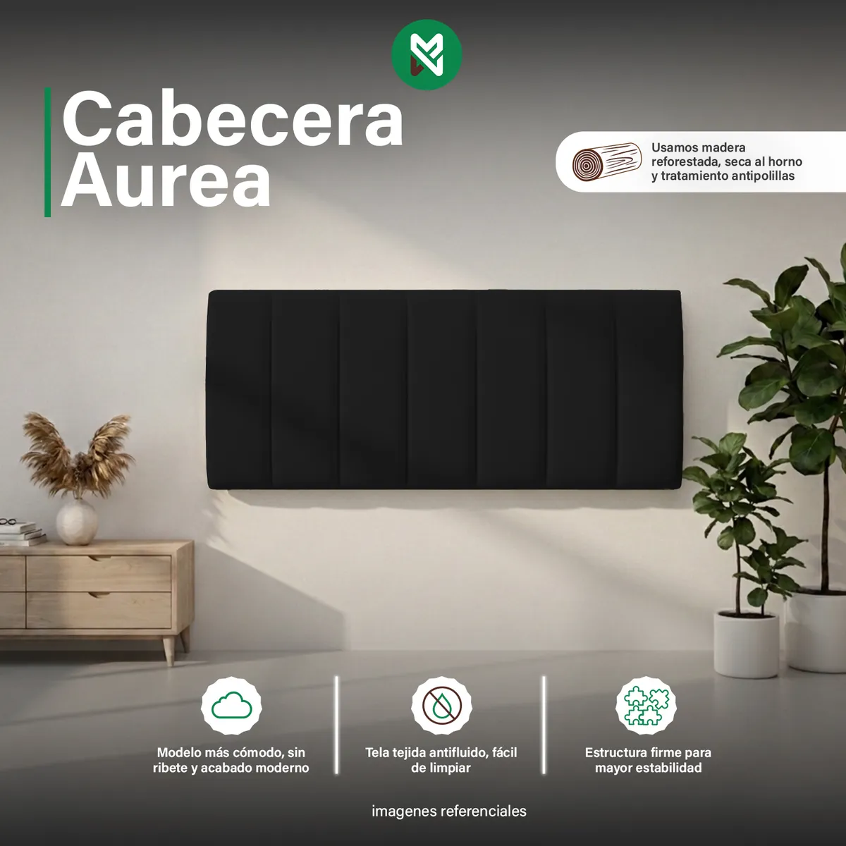 CABECERA AUREA DE 2 PLZ- COLOR NEGRO - 1
