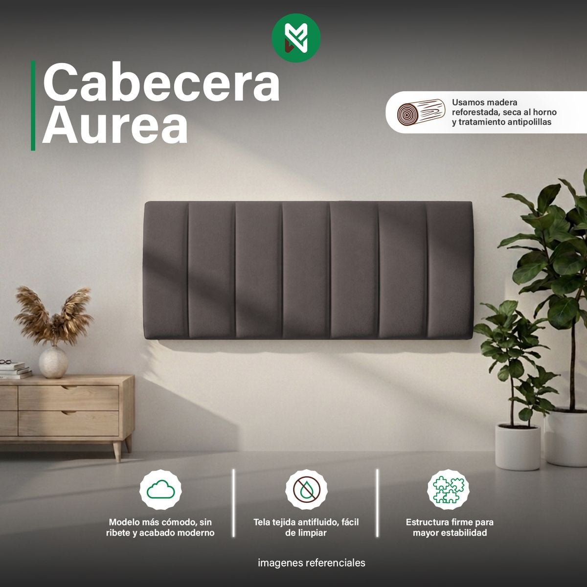 CABECERA AUREA QUEEN- COLOR MARRÓN - 1