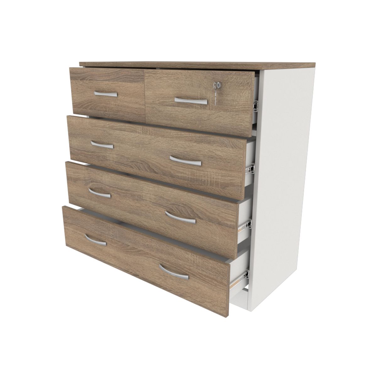CÓMODA 90CM - 5 CAJONES VIENES CON CAJÓN CON SEGURO - 1