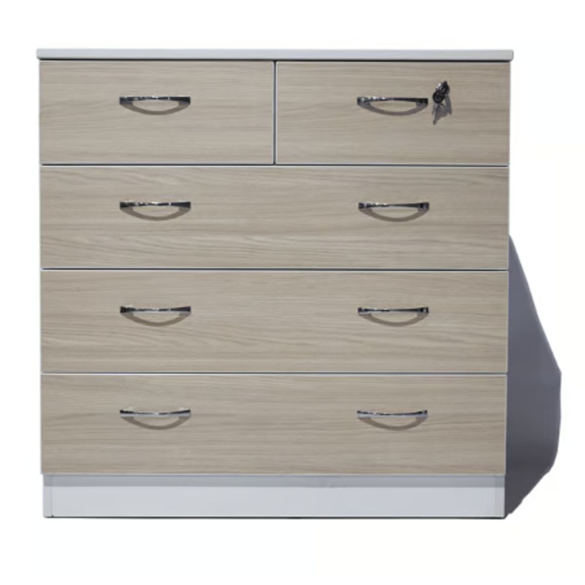 CÓMODA 90CM - 5 CAJONES ARENA CON CAJÓN CON SEGURO - ARMADO - 1
