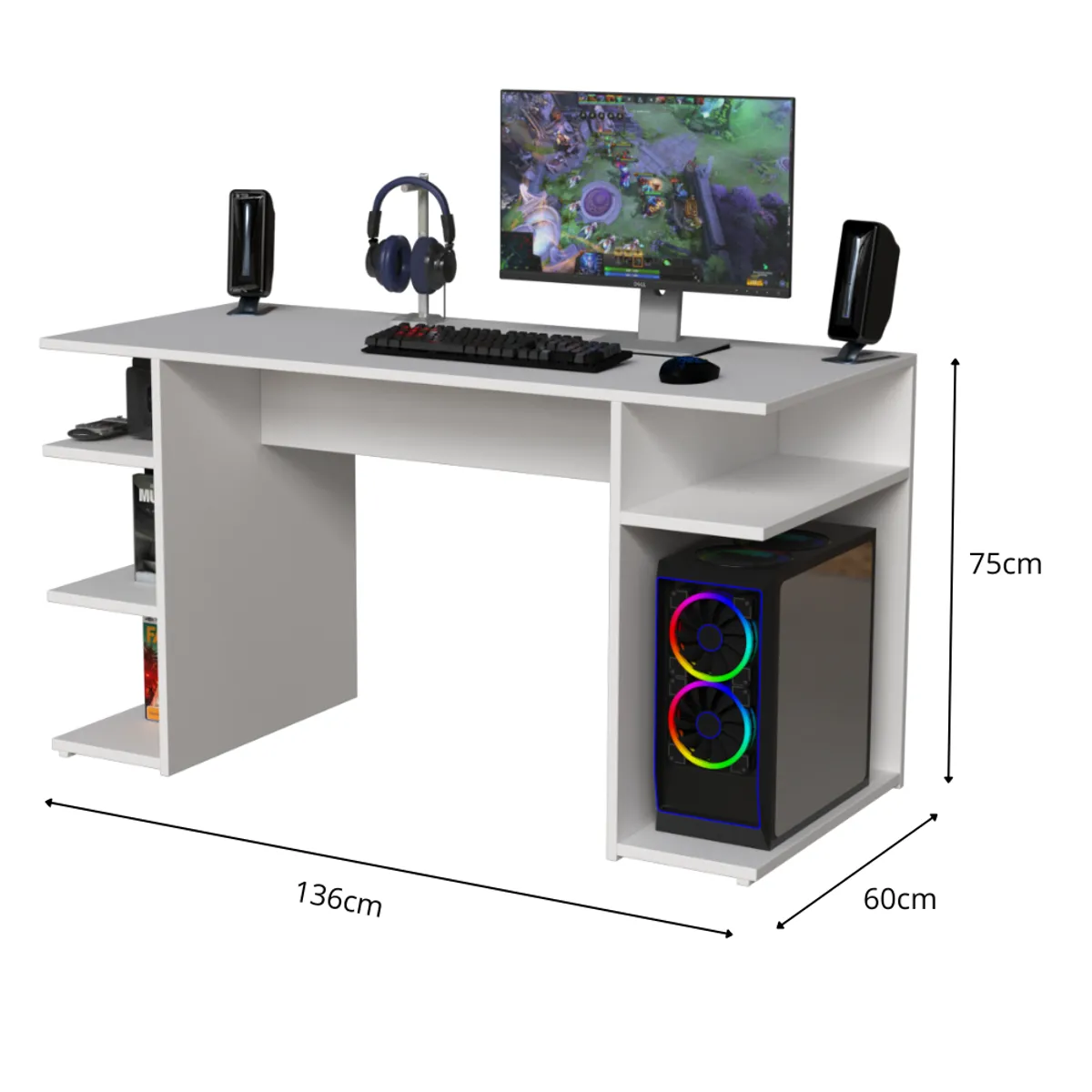 ESCRITORIO BÁSICO GAMER CON REPISAS INC ARMADO - 1