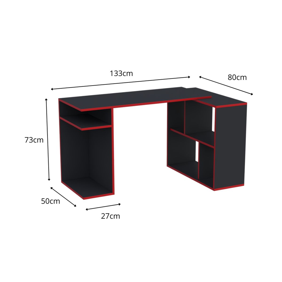 ESCRITORIO GAMER EN L 133CM INC ARMADO - 1