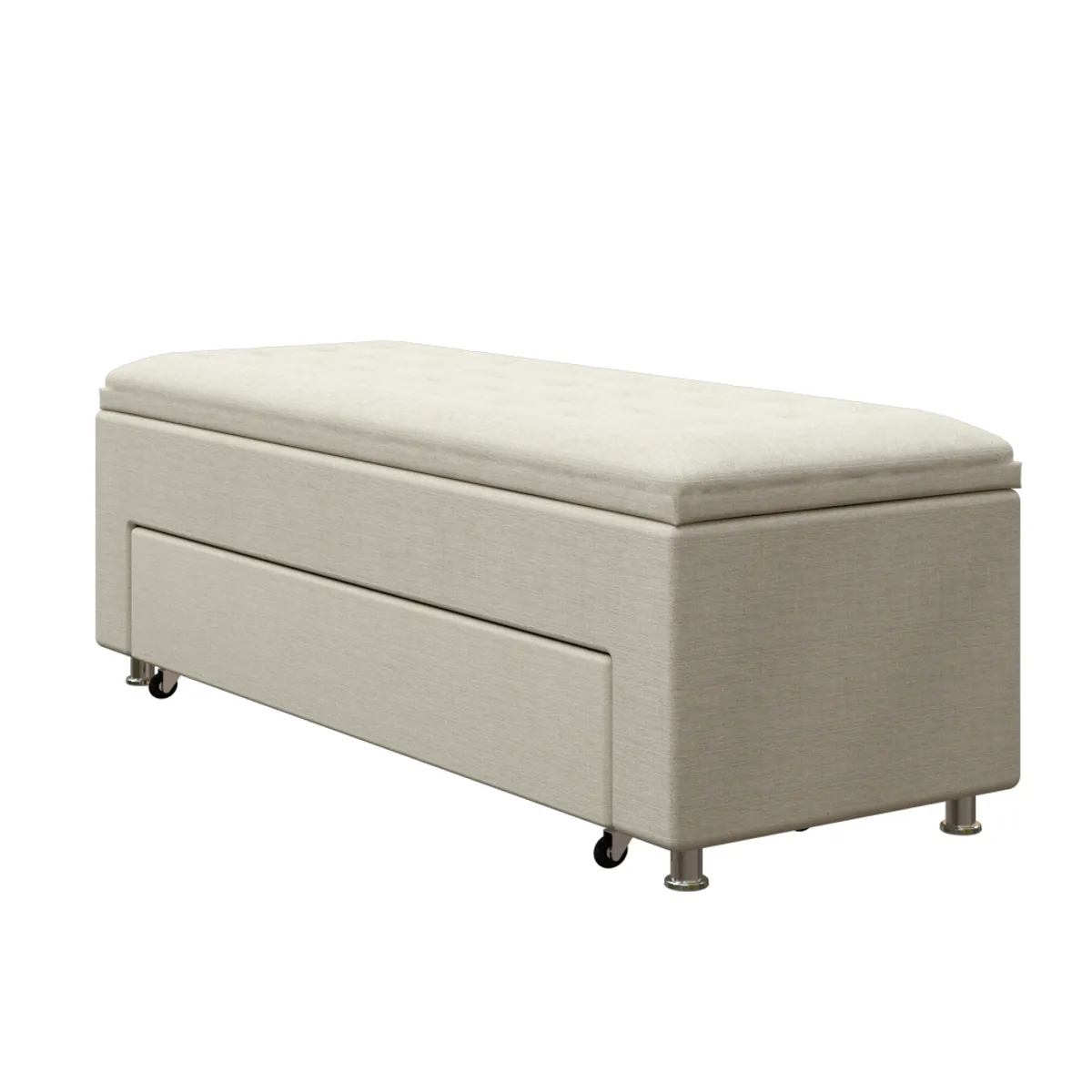 ZAPATERA DE MADERA TAPIZADA BAÚL 108CM- COLOR BEIGE - TELA ANTIFLUIDOS - 1