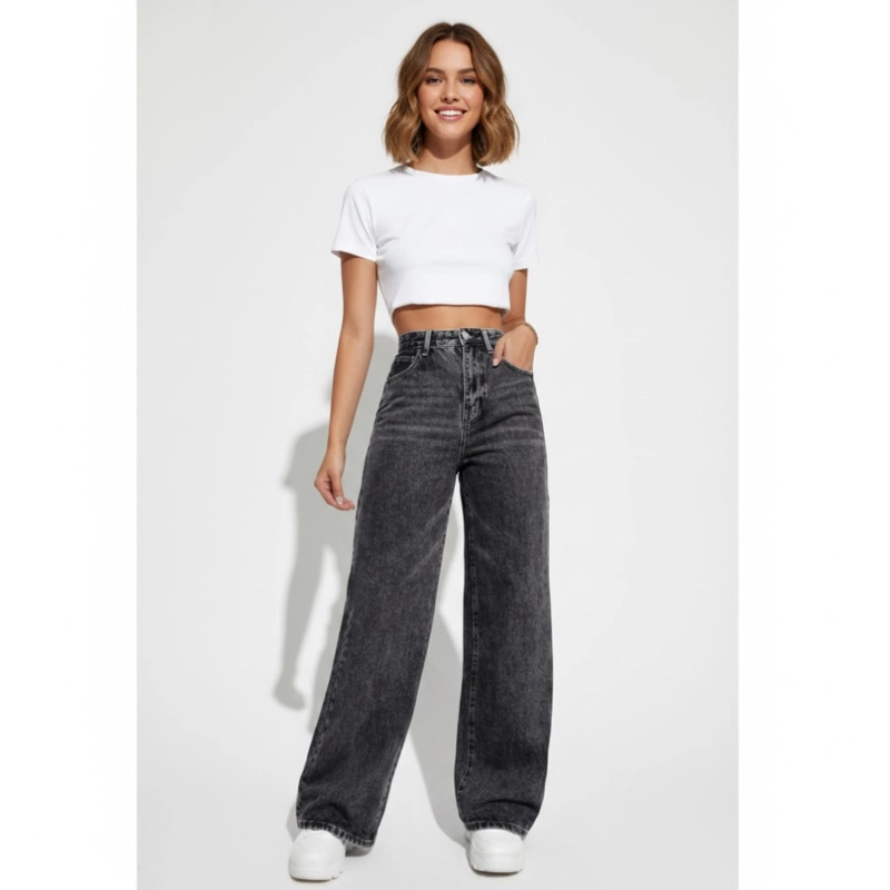 PANTALON JEAN WIDE LEG - JEAN RIGIDO - 1