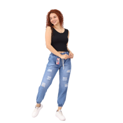 PANTALÓN JOGGER MUJER JEAN RIGIDO - 1