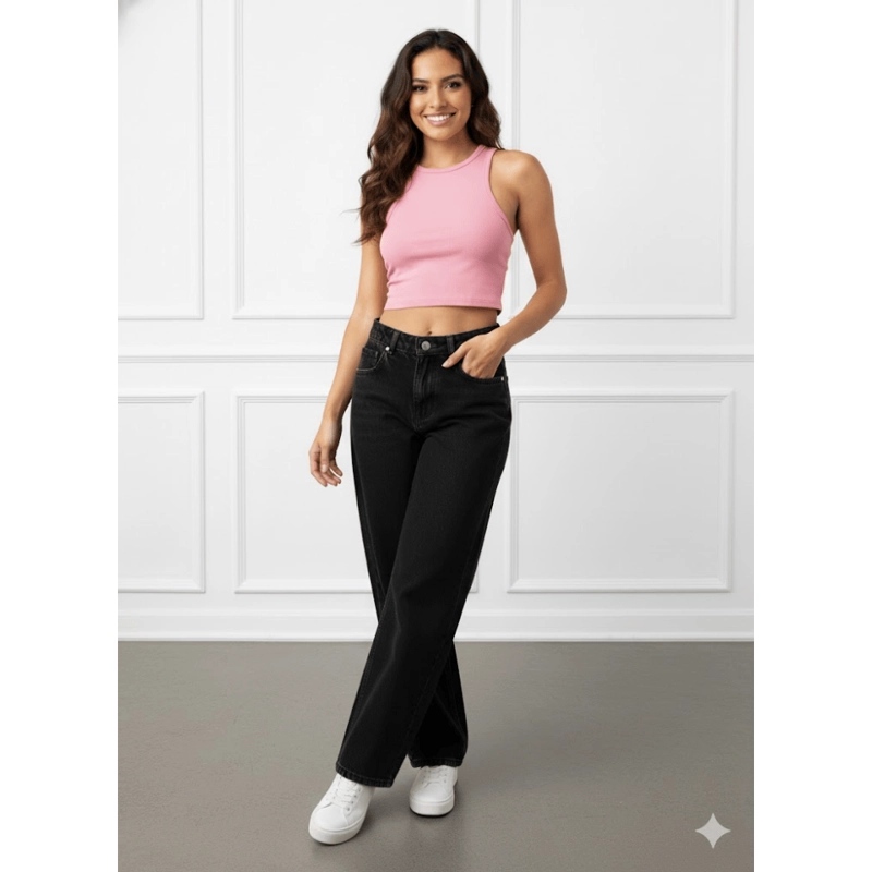 BAGGY JEAN CONFORT PANTALON - NEGRO - 2