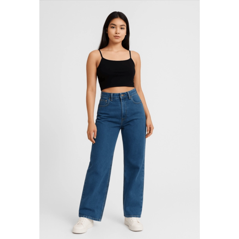 BAGGY JEAN CONFORT PANTALON - AZUL - 1