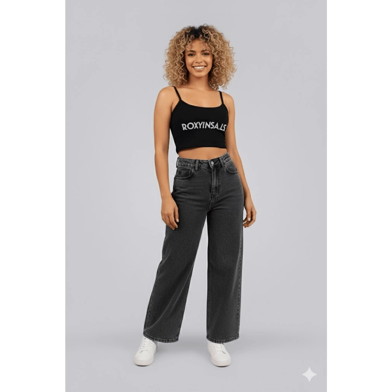 BAGGY JEAN CONFORT PANTALON - GRIS OSC. - 1