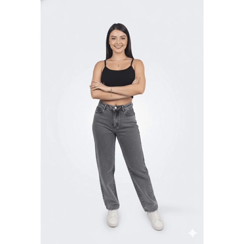 BAGGY JEAN CONFORT PANTALON - GRIS OSC. - 3