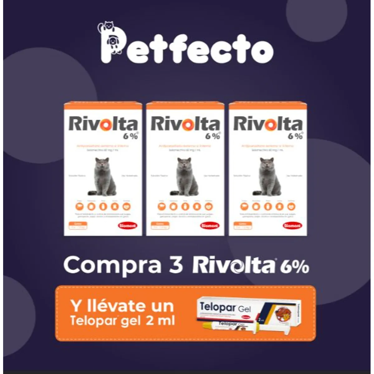 PACK 3 UNID RIVOLTA 6% X 0.75 ML+ 1 TELOPAR 2 ML - 1
