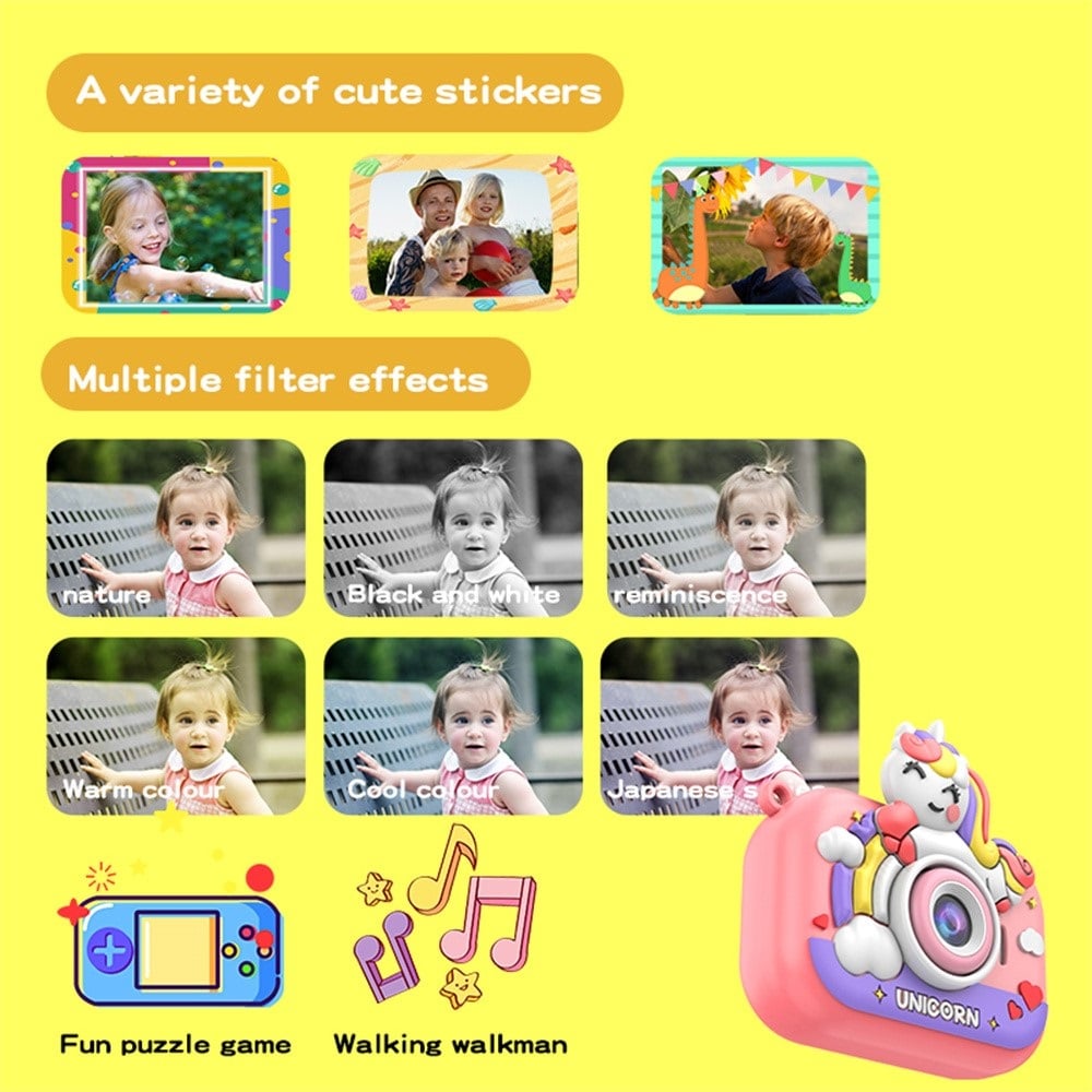 Cámara Infantil HD con Trípode Fotos Video y Filtros Diseño - 4