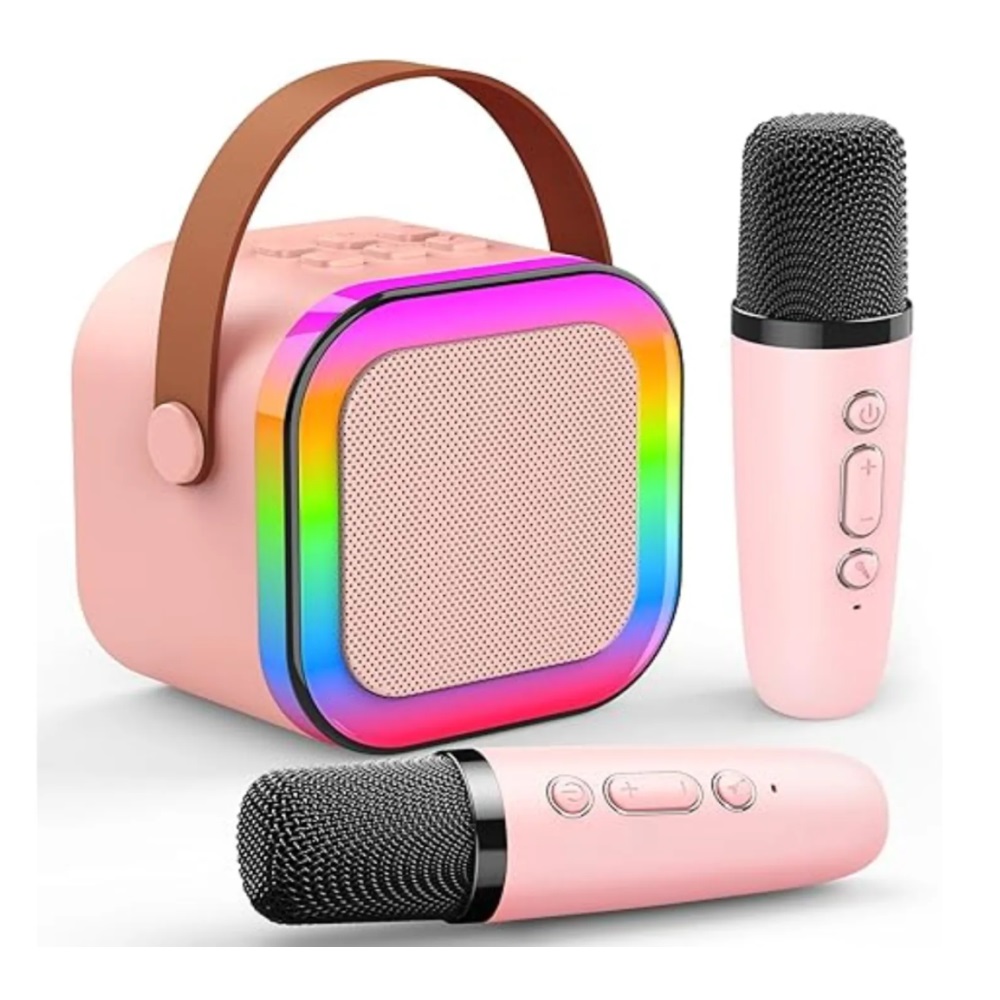 MINI PARLANTE KARAOKE PARA NIÑOS + 2 MICRÓFONOS INALÁMBRICOS - 1