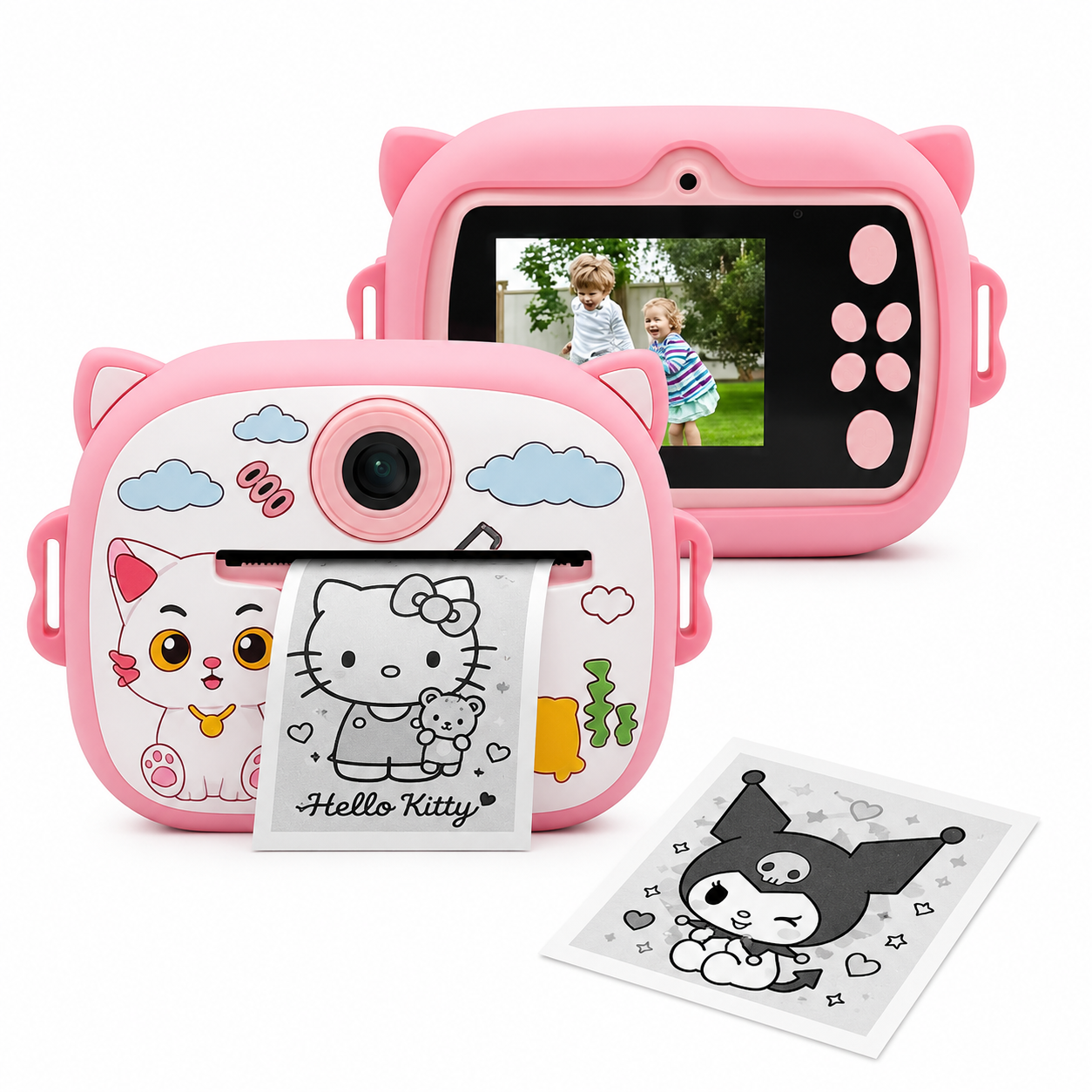 Cámara Infantil Instantánea con Impresora 5 Rollos Fotos al Instante Diseño Kawaii - 1