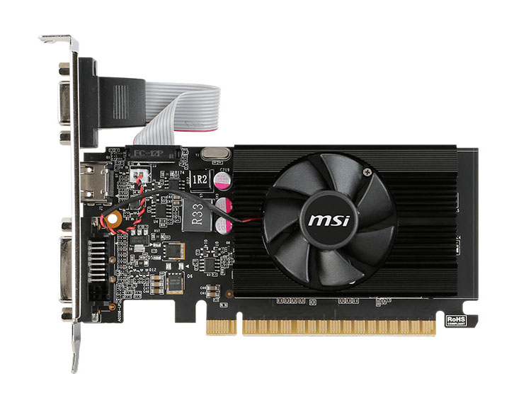TARJETA DE VIDEO MSI NVIDIA GEFORCE GT 710, 2GB DDR3 64-BIT, PCI-E 2.0, LOW-PROFILE. - 1
