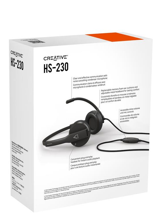 AUDIFONO C/MICROF. CREATIVE HS-230 3.5MM/ADAPTADOR USB-A 40MM NOISE-CANCELLING MUTE BLACK (51EF1110AA000) - 2