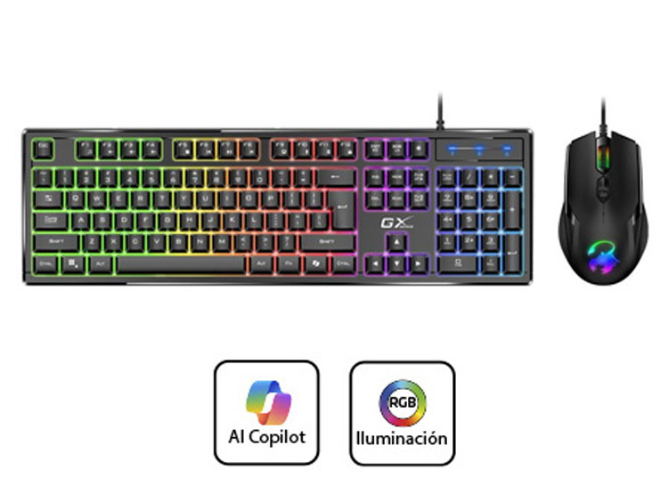 TECLADO GENIUS + MOUSE GX SCORPION KM-GX6 AI COPILOT GAMING RGB 19 TECLAS ANTI-GHOSTING 3200DPI BLACK (31330010401) - 2