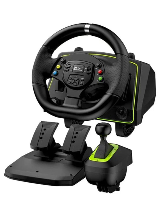TIMON C/PEDAL + PALANCA GENIUS GX SPEED MASTER X2 DUAL MOTOR VIBRATION 1080° ROTACION PS4/PS3/PC USB BLACK (31620002400) - 2