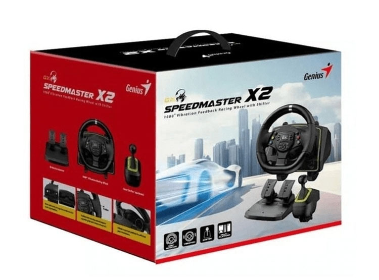 TIMON C/PEDAL + PALANCA GENIUS GX SPEED MASTER X2 DUAL MOTOR VIBRATION 1080° ROTACION PS4/PS3/PC USB BLACK (31620002400) - 3