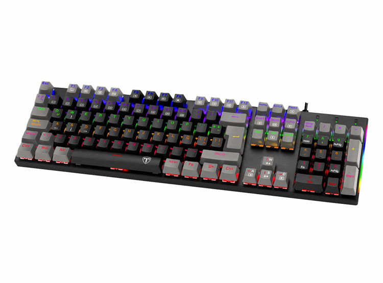 TECLADO T-DAGGER NAXOS RAINBOW, SPANISH T-TGK310-GW-SP BLACK/GREY RED SWICH - 2