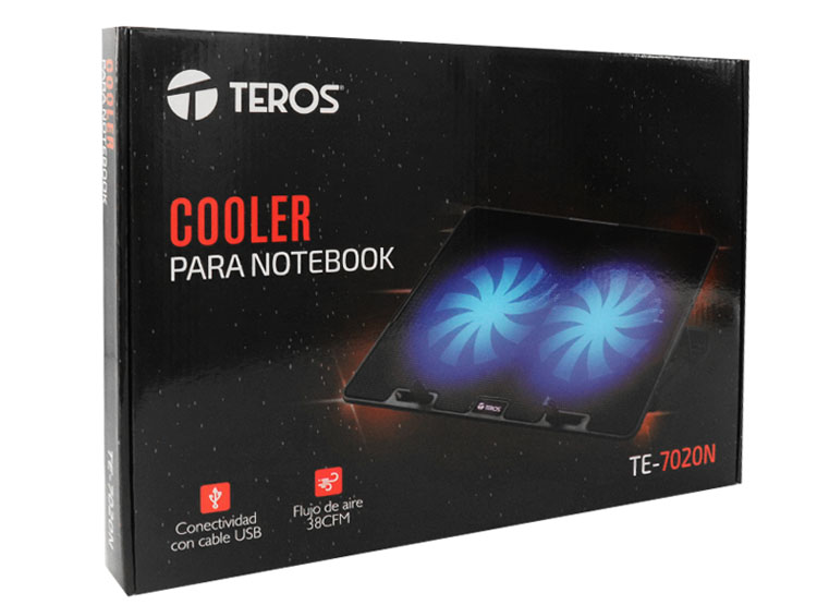 COOLER TEROS TE-7020N, COMPATIBLE CON NOTEBOOKS DE HASTA 15.6', 2 FAN DE 12CM - 6