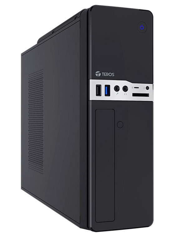 CASE TEROS TE-1032S, SLIM, 250 W, USB 3.2 / USB 2.0, AUDIO HD, DVD, NEGRO - 1