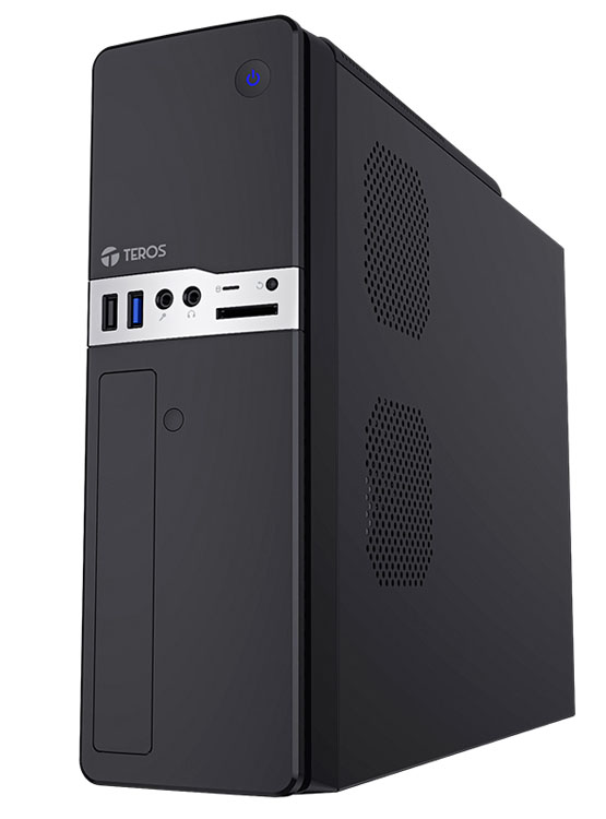 CASE TEROS TE-1032S, SLIM, 250 W, USB 3.2 / USB 2.0, AUDIO HD, DVD, NEGRO - 2