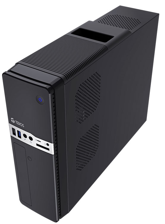 CASE TEROS TE-1032S, SLIM, 250 W, USB 3.2 / USB 2.0, AUDIO HD, DVD, NEGRO - 4