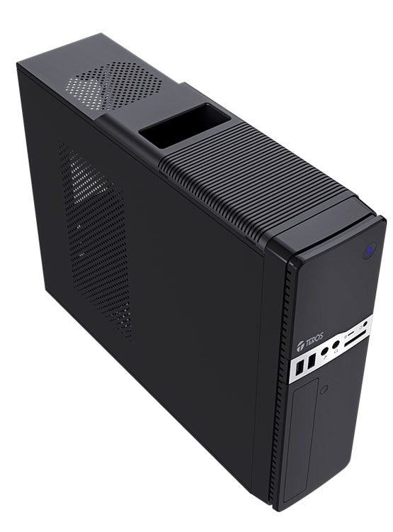 CASE TEROS TE-1032S, SLIM, 250 W, USB 3.2 / USB 2.0, AUDIO HD, DVD, NEGRO - 5