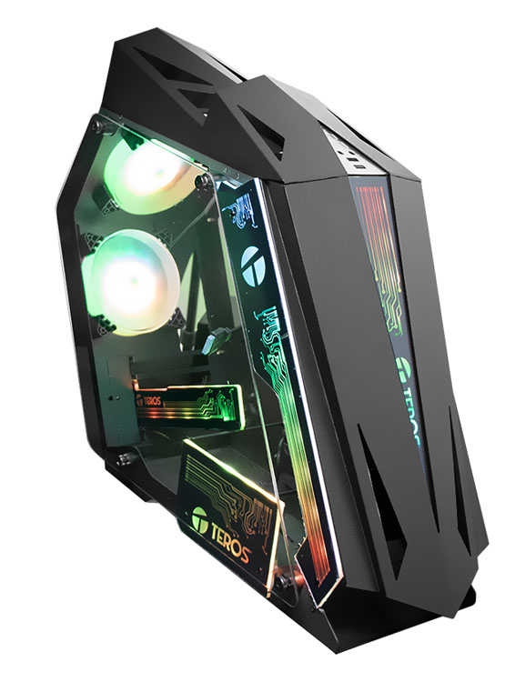 CASE GAMER TEROS TE-1314G, MID TOWER, USB 3.0 / USB 2.0, AUDIO, VENTILADOR ARGB, NEGRO - 1