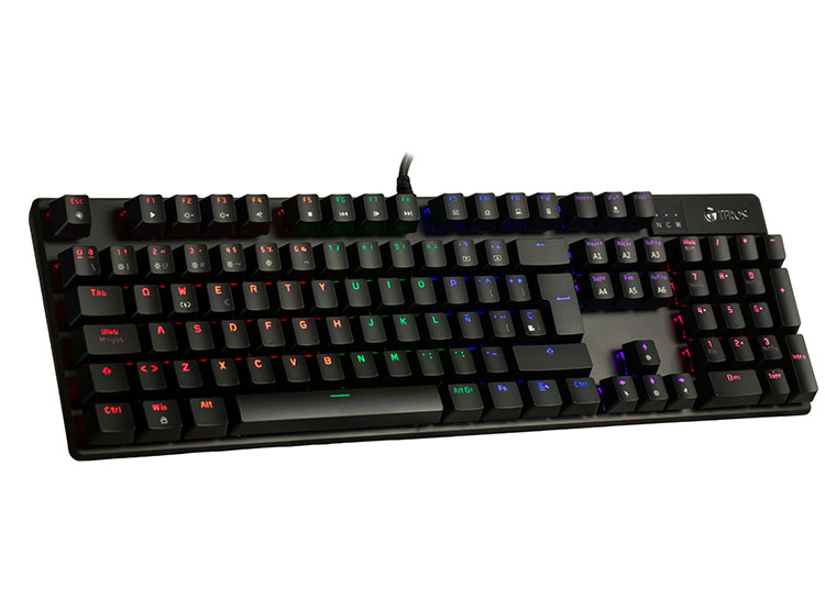 TECLADO MECÁNICO TE-4068G, RETROILUMINACIÓN RAINBOW, USB 2.0, ESPAÑOL, COLOR NEGRO - 1