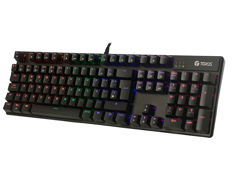 TECLADO MECÁNICO TE-4068G, RETROILUMINACIÓN RAINBOW, USB 2.0, ESPAÑOL, COLOR NEGRO - 2