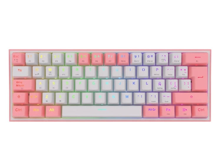 TECLADO REDRAGON FIZZ PRO WIRELESS. SPANISH K616-RGB-PW WHITE/PINK - 1