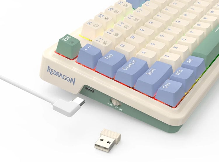 TECLADO REDRAGON UCALPRO-RGB WIRELESS ENGLISH K673CPG PASTEL - 3