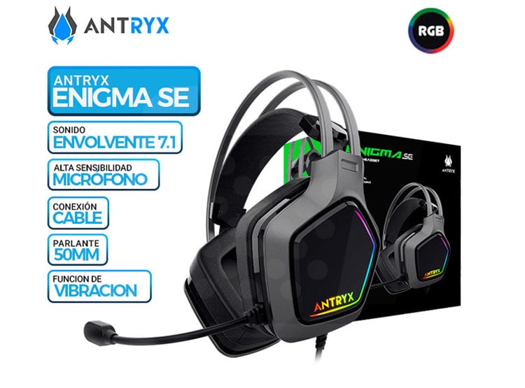 AURICULAR ANTRYX ENIGMA SE GRAY 7.1 VIRTUAL SURROUND RGB - 1