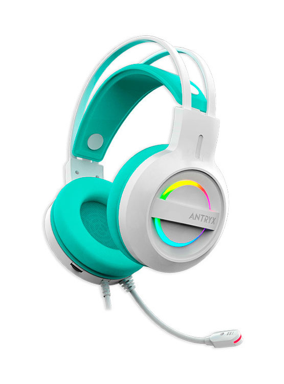 AURICULAR ANTRYX IRIS-W TURQUESA, 7.1 VIRTUAL SURROUND, USB, RAINBOW - 3