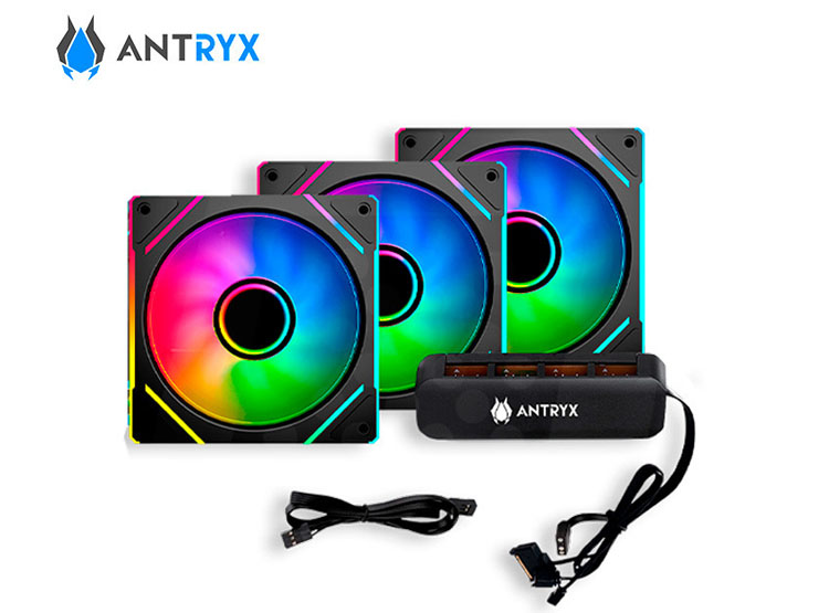 KIT DE COOLERS P/CASE ARGB ANTRYX IF-120 INFINITY FAN BLACK, 120MM X 3, C/CONTROLADOR - 2