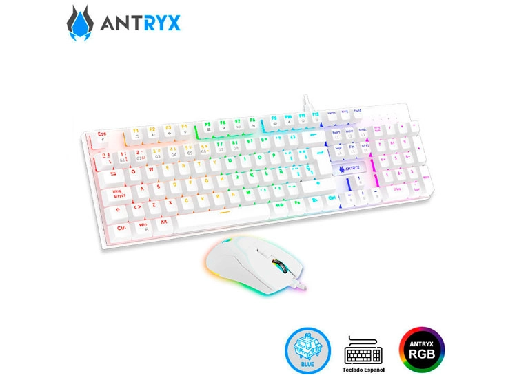 KIT GAMING ANTRYX GC-3100 X3 WHITE, TECLADO SWITCH BLUE, MOUSE, AURICULAR - 2