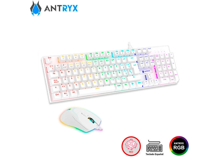 KIT GAMING ANTRYX GC-3100 X3 WHITE, TECLADO SWITCH RED, MOUSE, AURICULARES - 2