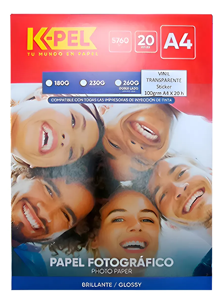 PAPEL FOTOGRÁFICO VINIL TRANSPARENTE A4 20 HOJAS BRILLANTE TRASPARENTE - 1