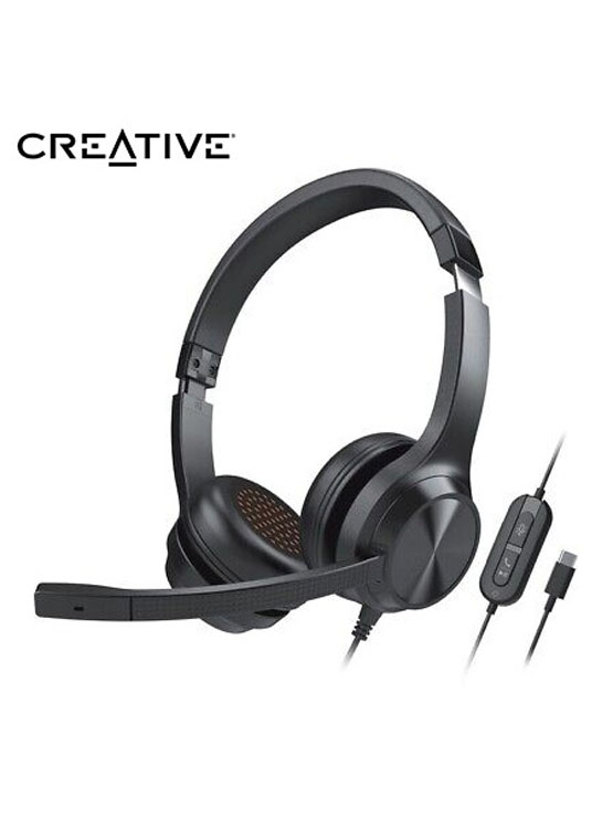 AUDIFONO C/MICROF. CREATIVE CHAT USB 40MM USB-C/ADAPTADOR USB-A NOISE-CANCELLING MUTE BLACK - 2